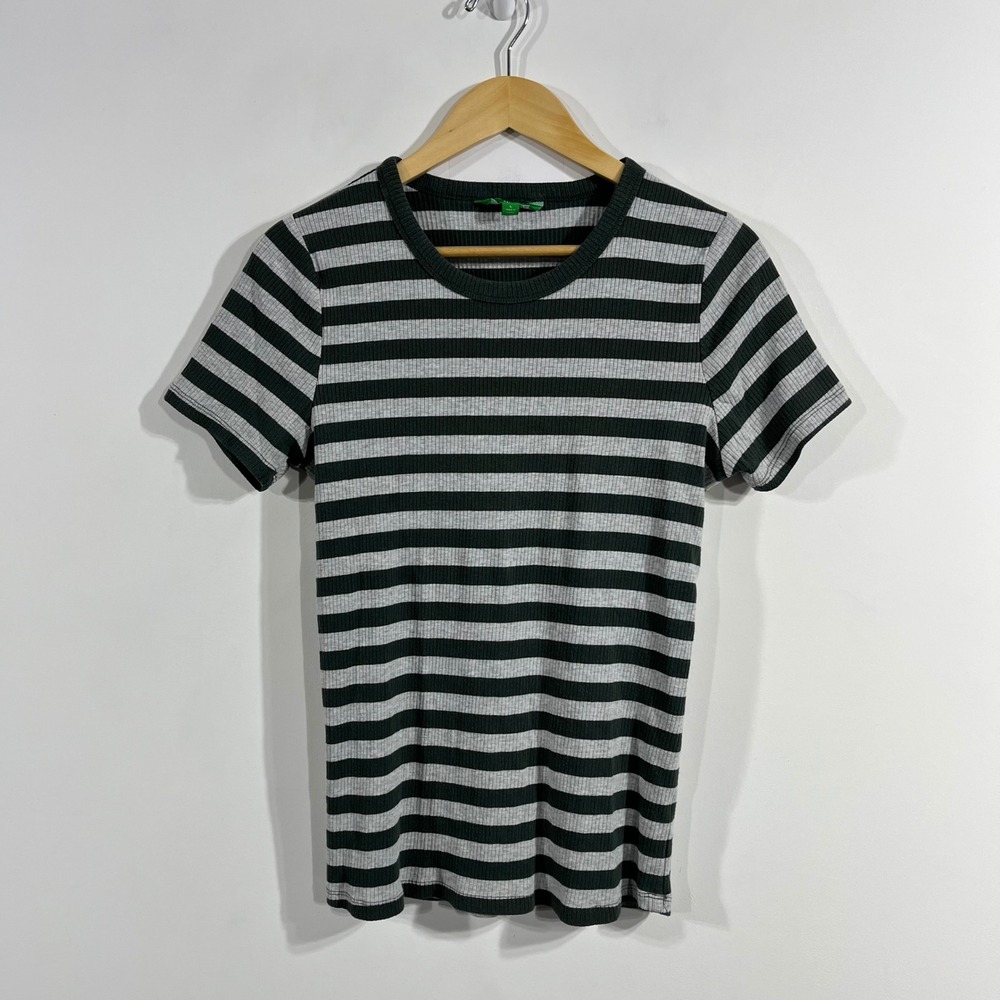 Dip Fisherman Nautical Retro 90s Coastal Ribbed Knit Striped T-Shirt Women Large